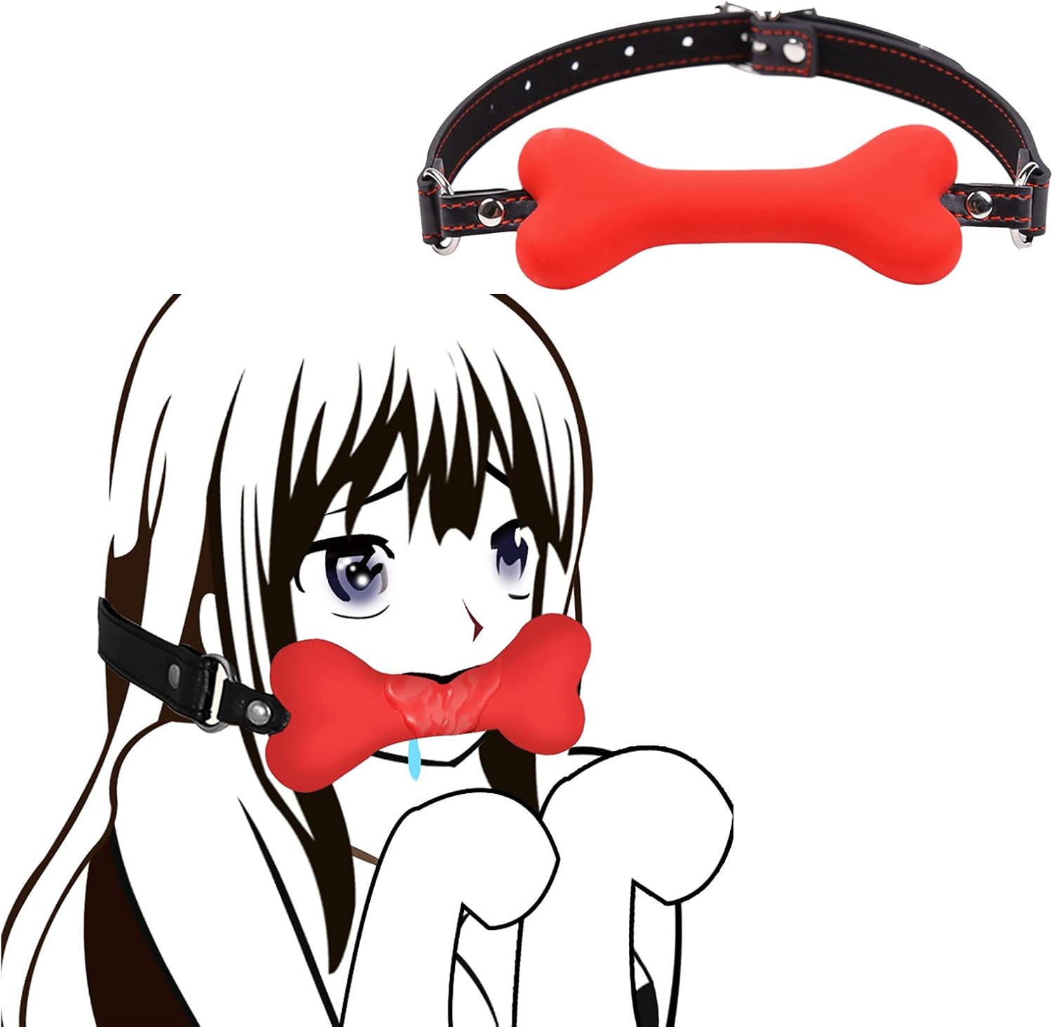Silicone Bar Gag BDSN Toys Dog Bone Bite Gag - Open Mouth. 
