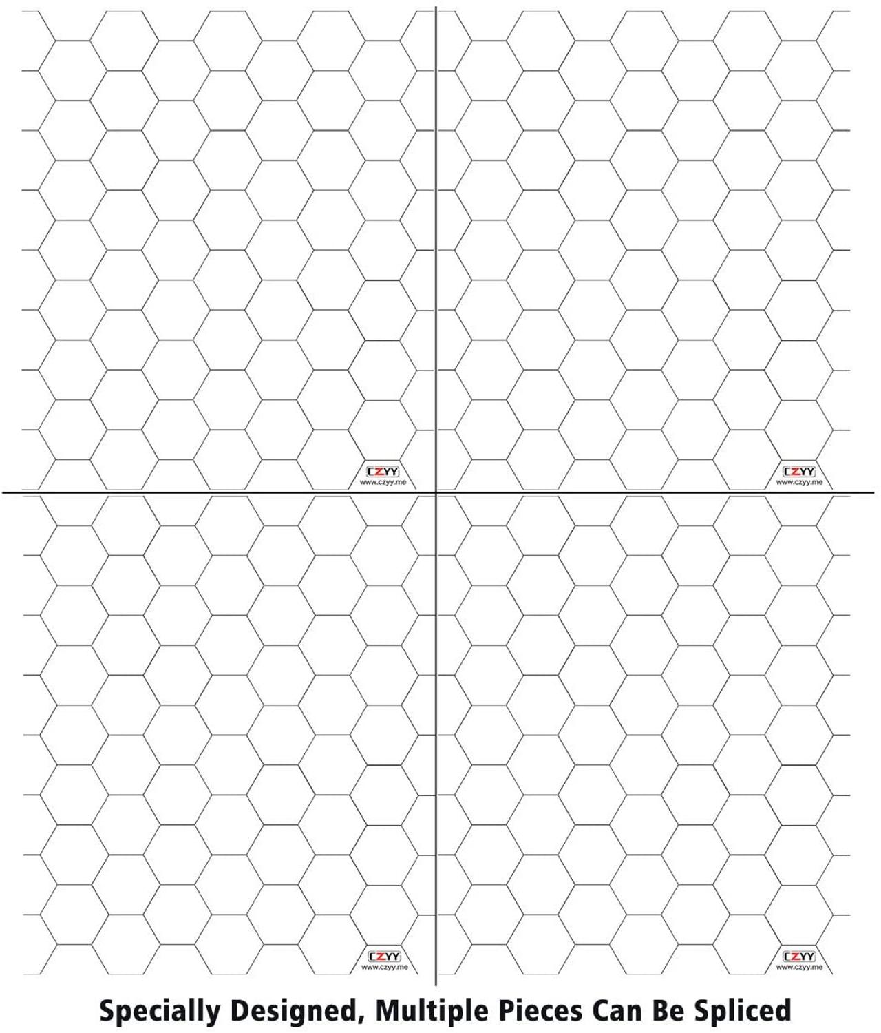 【happy one】Acrylic Game Mat 1" Hex Grid Overlay Set 2, 7"x8" Battle Map Board Clear & Durable - Great for Pathfinder RPG Game. 