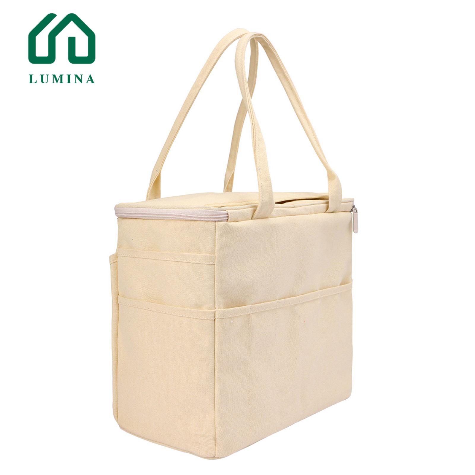 Lumina Quality Knitting Tool Organizer Portable Canvas Yarn Storage Bag with Multi-layer Pockets Lightweight Knitting Tote Organizer for Yarn Storage Tote