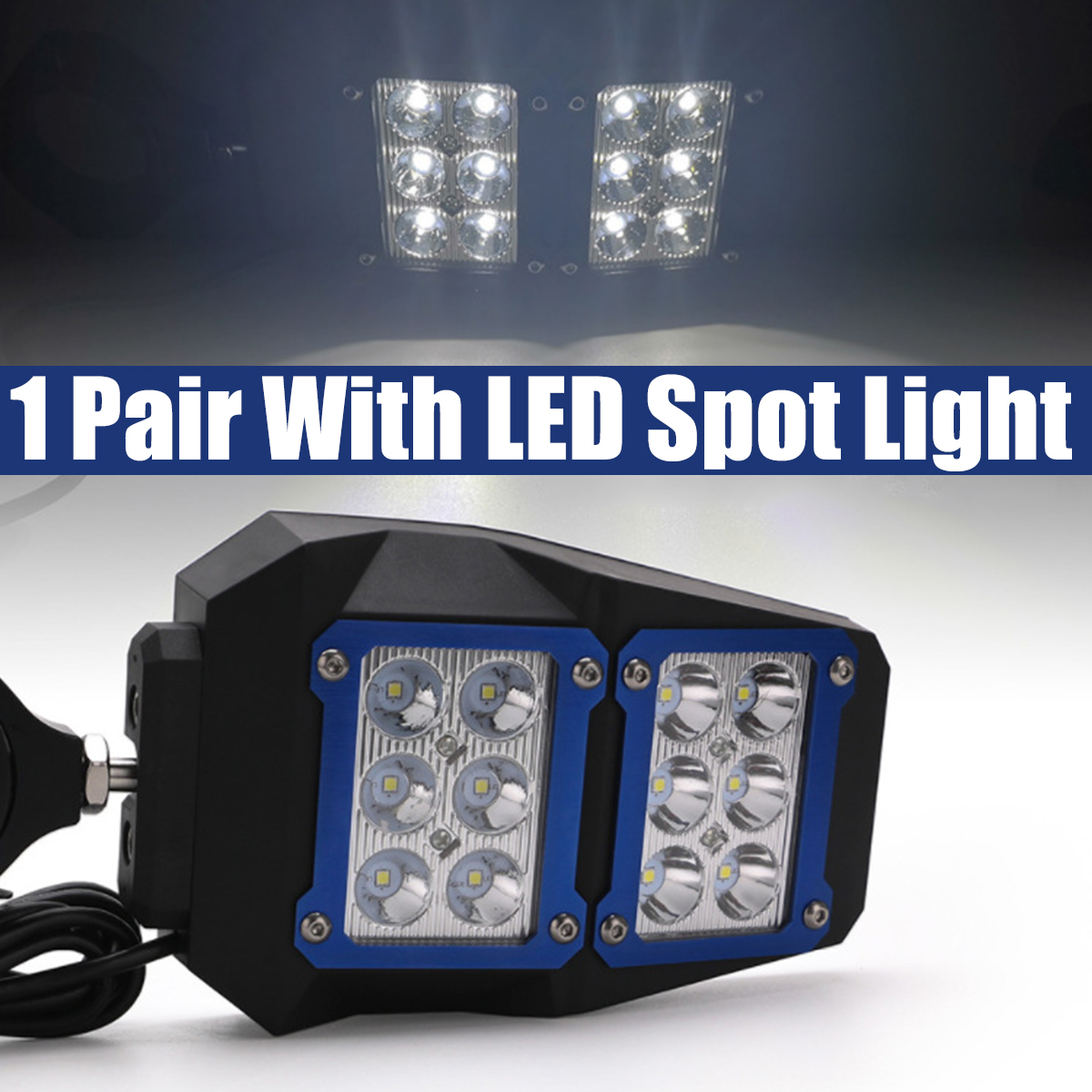 Auto parts 1pair UTV Rear View Side Mirrors LED Light For Polaris RZR Fit 1.5"-2" Roll Cage