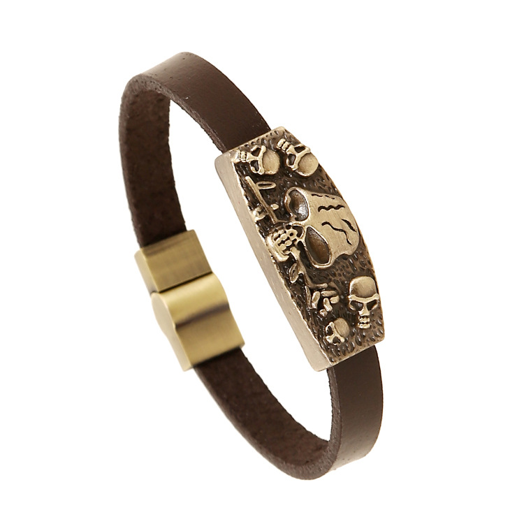 GT019 Punk New Product Hell Skull Men's Bracelet Imitation Bronze Metal Bracelet Punk Jewelry