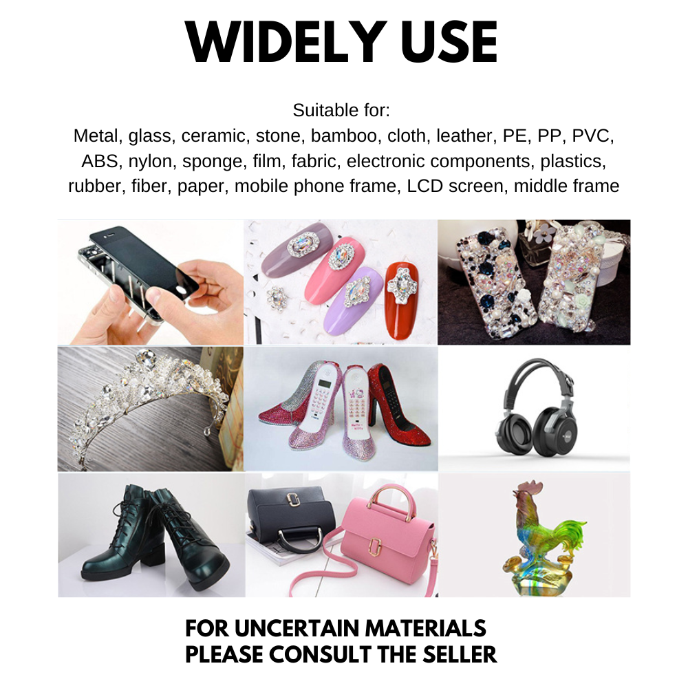 Zhanlida E6000 15/50/110ML Clear Adhesives Fabric DIY Diamond Jewelry Multi-Purpose Glue for Shoes With Precision Applicator Tip. 