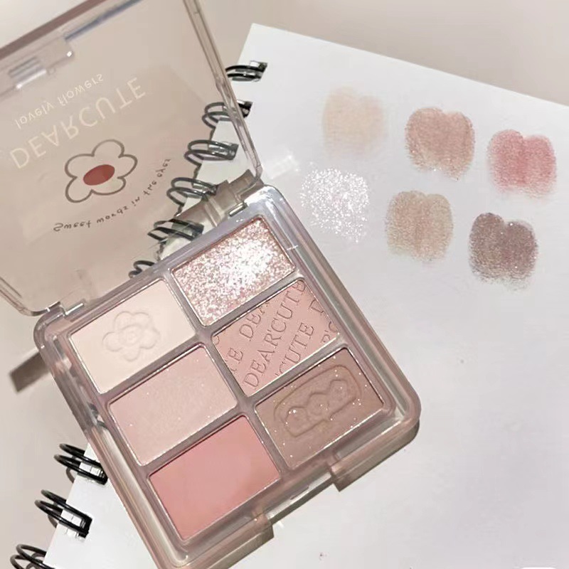 Chu Yuan six-color eyeshadow palette earth color pearlescent matte autumn and winter glitter sugar color soft light schoolgirl beginner parity