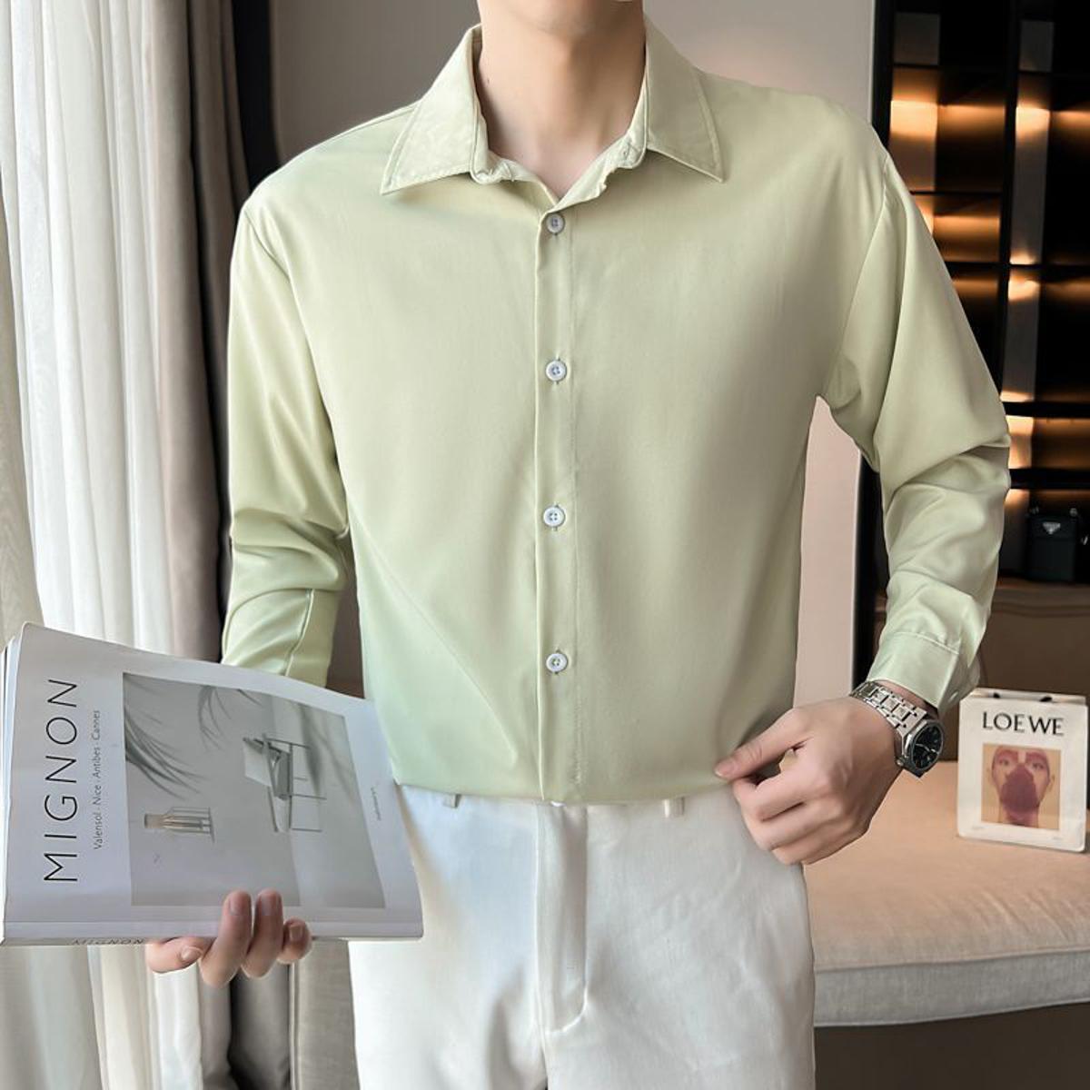Shirt Men's Korean Style Trendy Casual Top Clothes Spring and AutumninsFashion Loose and Handsome All-Matching Shirt