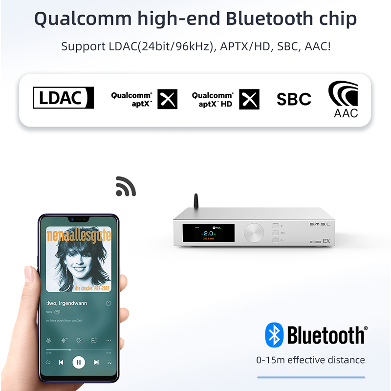 SMSL D400EX Audio Decoder DAC 1*AK4191 2*AK4499EX DAC Chips OPA1612A LME49720 XMOS XU316 MQA-CD DSD512 32bit/768kHz Blutetooth. 