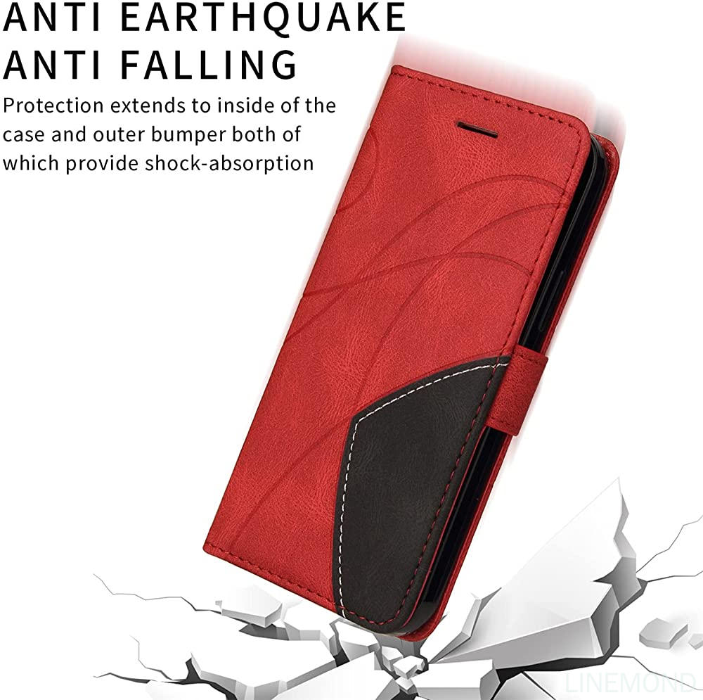 Wallet Case for iPhone 11 Pro, Splicing Matching PU Leather Flip Case with Kickstand for iPhone 11 Pro, Red. 