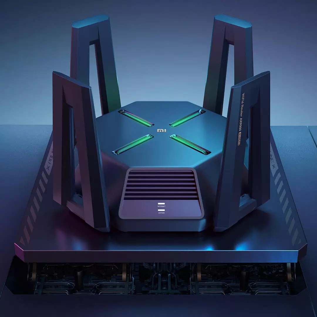 Xiaomi Mijia AX9000 Router AIoT WiFi 6 Enhanced Version Tri-Channels Quad-Core CPU 1GB RAM 4K QAM 9000Mbps 12 High-Gain Antennas. 