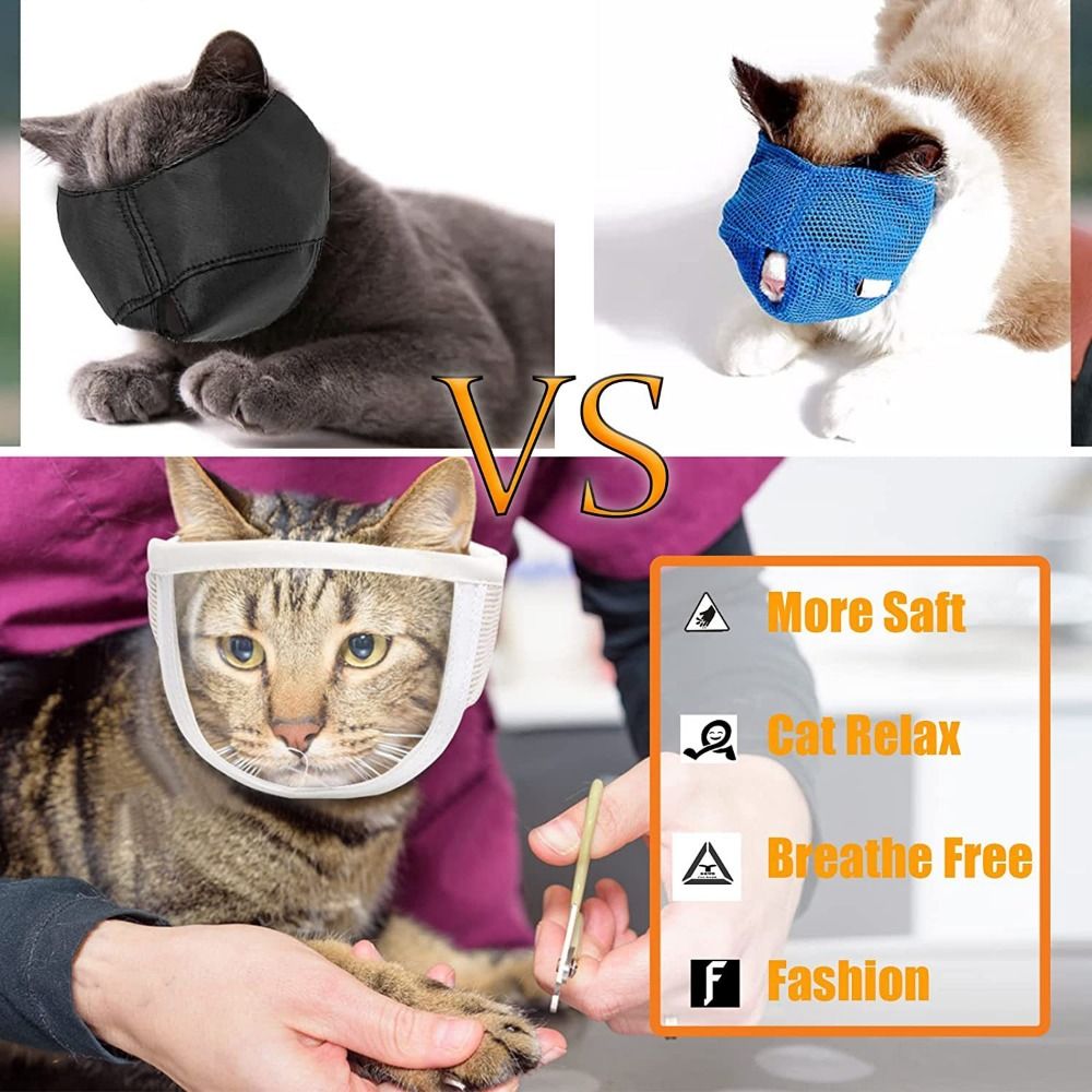 VOWEL Puppy Kitten Chewing Safety Anti Bite Adjustable Kitten Muzzles Bathing Grooming Tools Mouth Guard Cat Muzzle. 