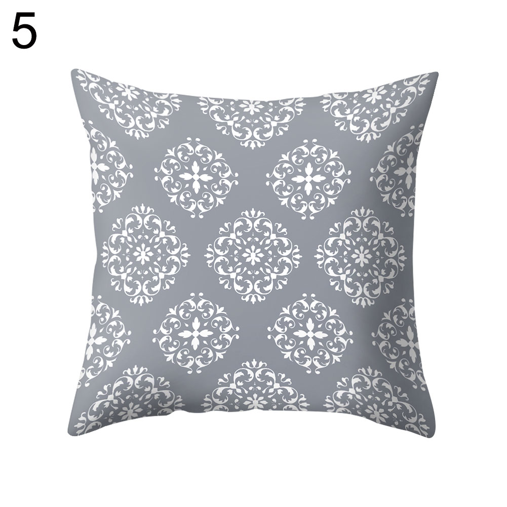 Gray Geometric Square Throw Pillow Protector Case Cushion Cover Bedding Articles