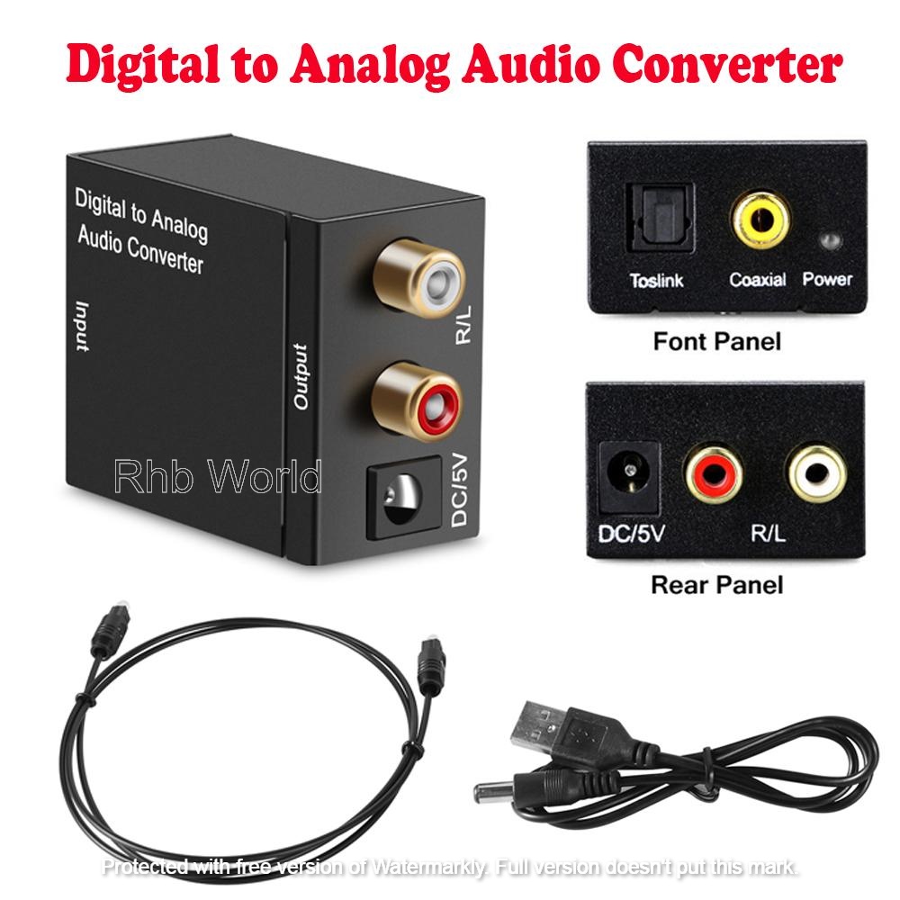 Optical Coaxial Toslink Digital to Analog Audio Converter Adapter RCA L/R 3.5mm.