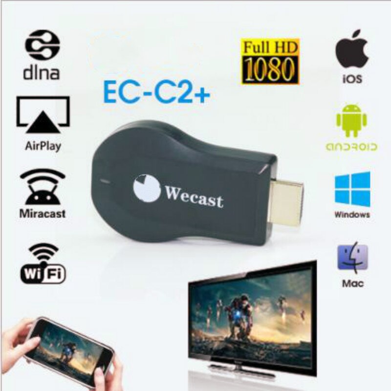 Wecast C2+ Miracast DLNA   Display TV  Streaming Media Player Suprt Mirroring Android Systerm. 