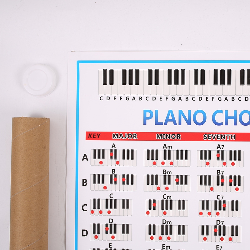 Piano Chords Chart Key Music Graphic Exercise Poster Stave Piano Chord Practice Chart 88-Key Beginner Piano Fingering Chart Big Size. 