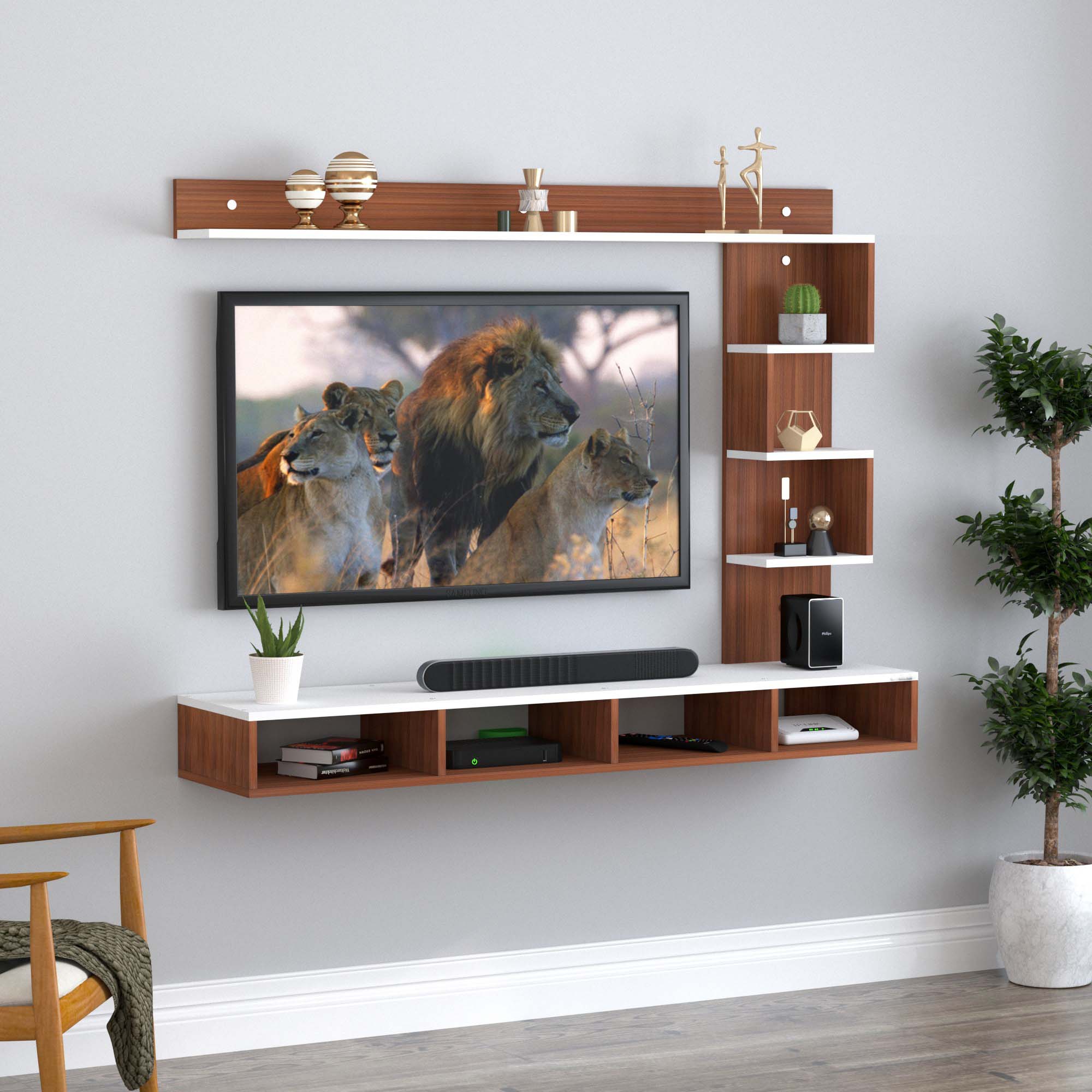 Furnifry TV Entertainment Unit For Living Room TV Stand Wall Mount 