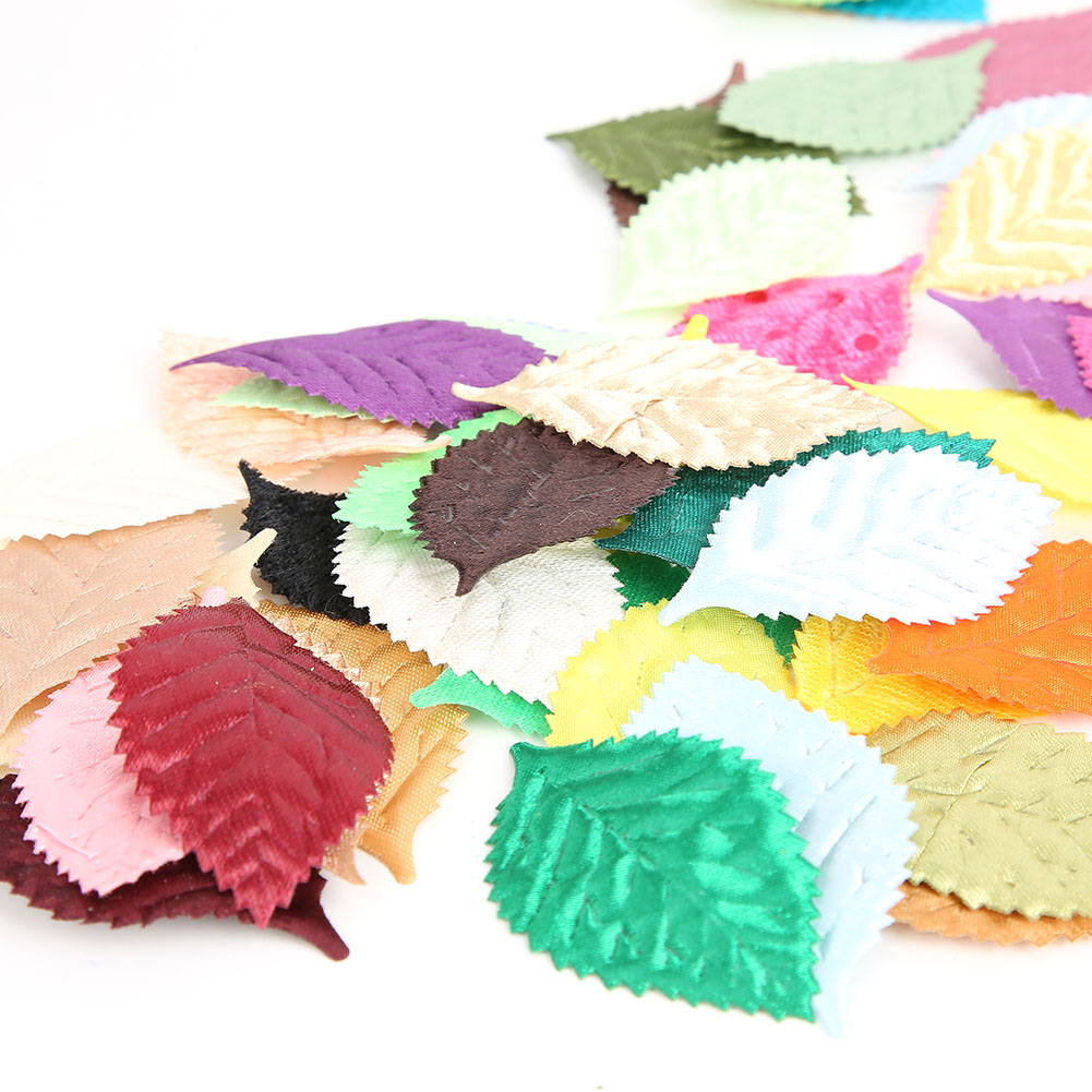 100pcs Artificial Leaves Mixing Color for Cloth Sticker DIY Crafts. 