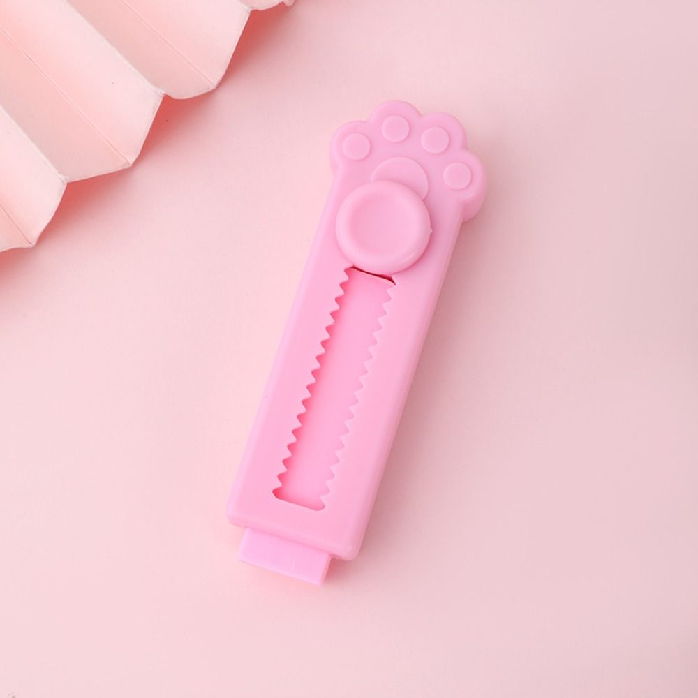 School Supplies Cute Cat Paw Eraser Simple Cartoon Push-pull Eraser Retractable Anti-loss Pencil Rubber Office