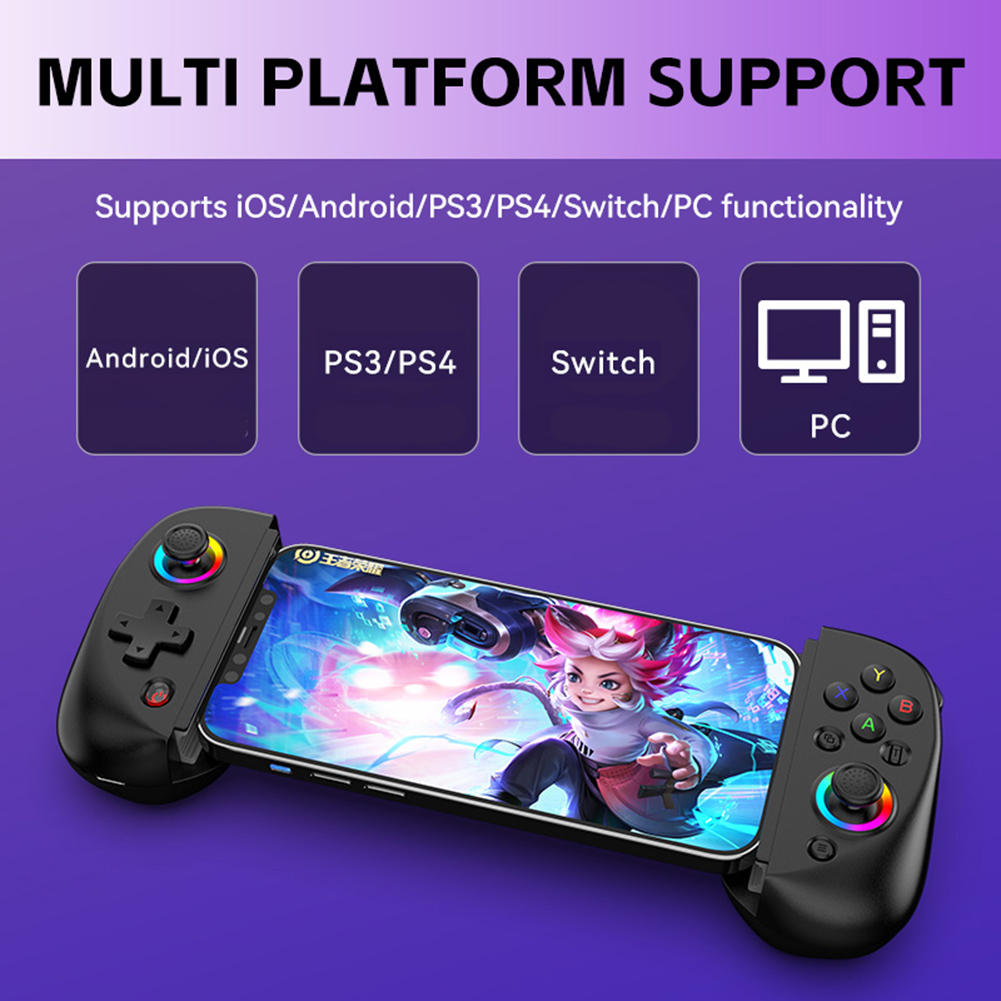 Qiunery D8 Wireless Stretching Extendable Game Console Telescopic Game Controller 20 Hours Playing Life Compatible For IPhone Android Phones Switch Console. 