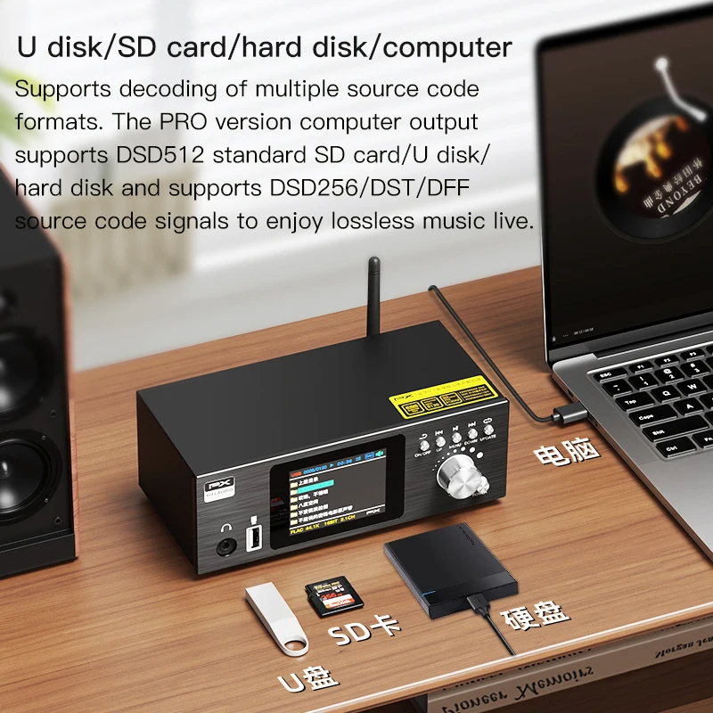 Flagship HIFI Digital Music Player ES9038Q2M DAC DSD512 Lossless Decoding Audio Decoder QCC5125 Bluetooth 5.1 AMANERO USB. 
