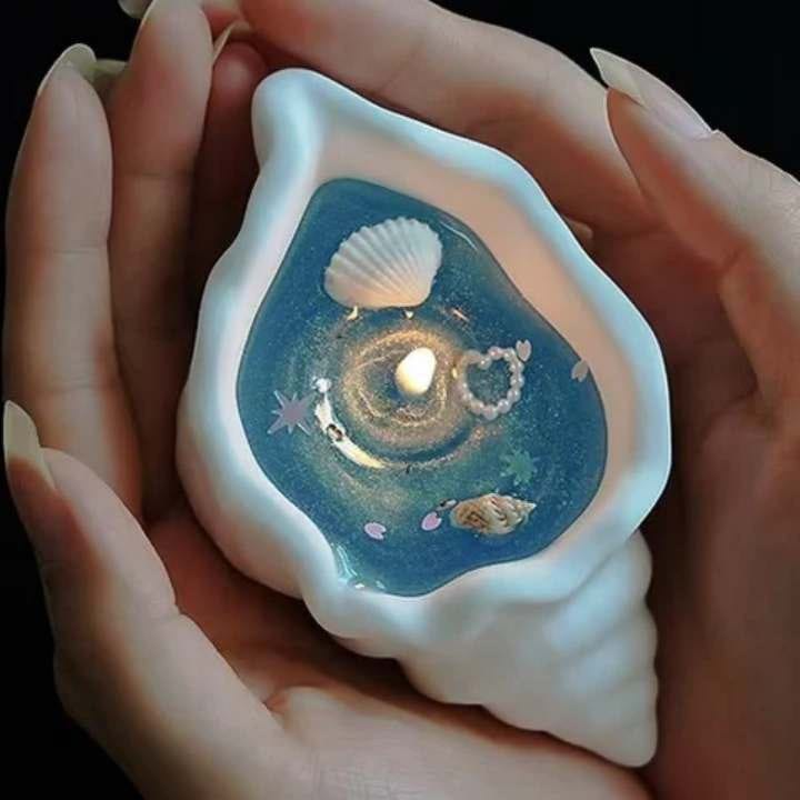 Jelly Candle (1 Piece)  Exquisite Conch Shaped Aromatherapy Candle: An Enchanting Blend Of Scent And for Candle Holder Decoracion Para El Hogar