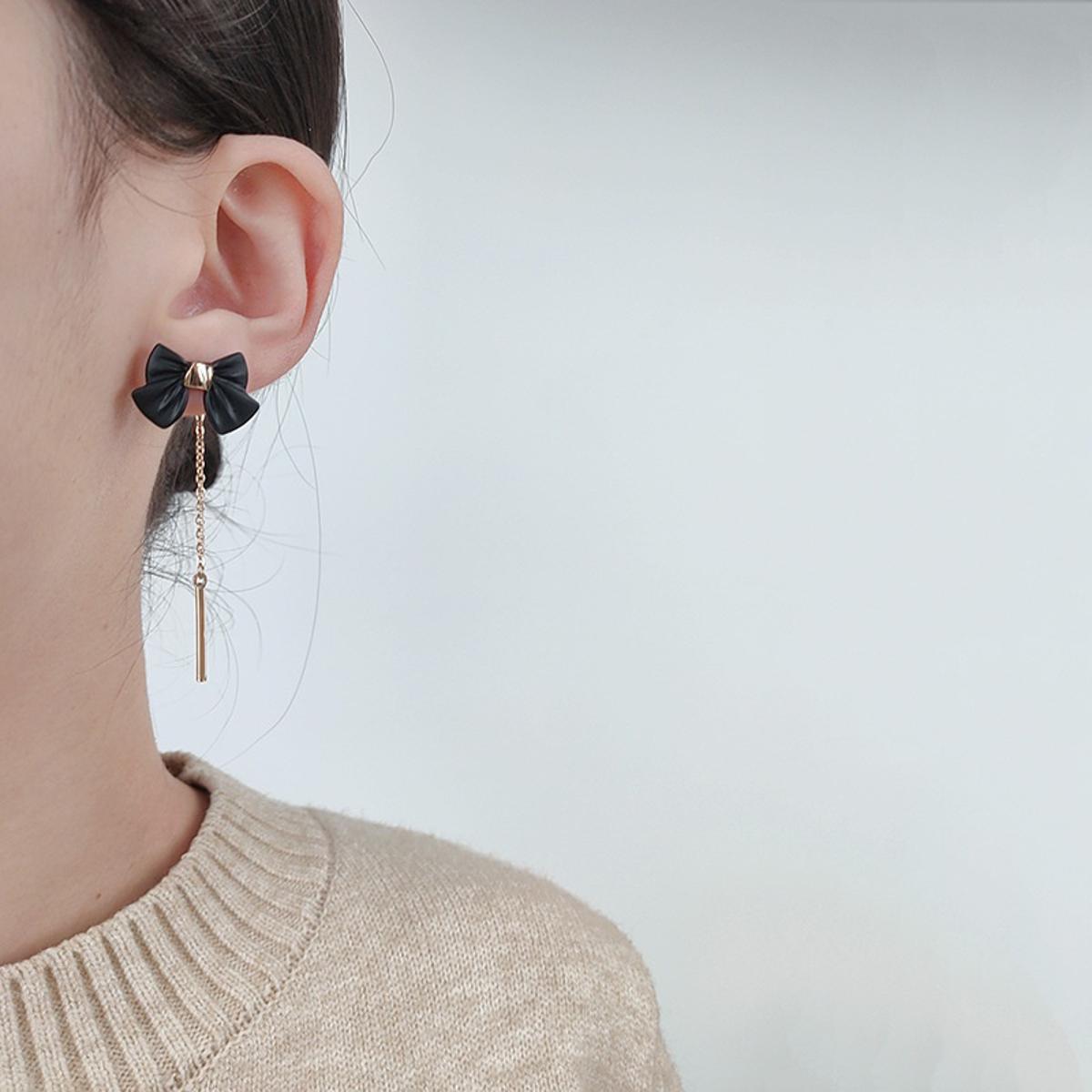 Black Bow Knot Dangle Earrings Tassel Fashion Female Earings for Women Girl New Ins