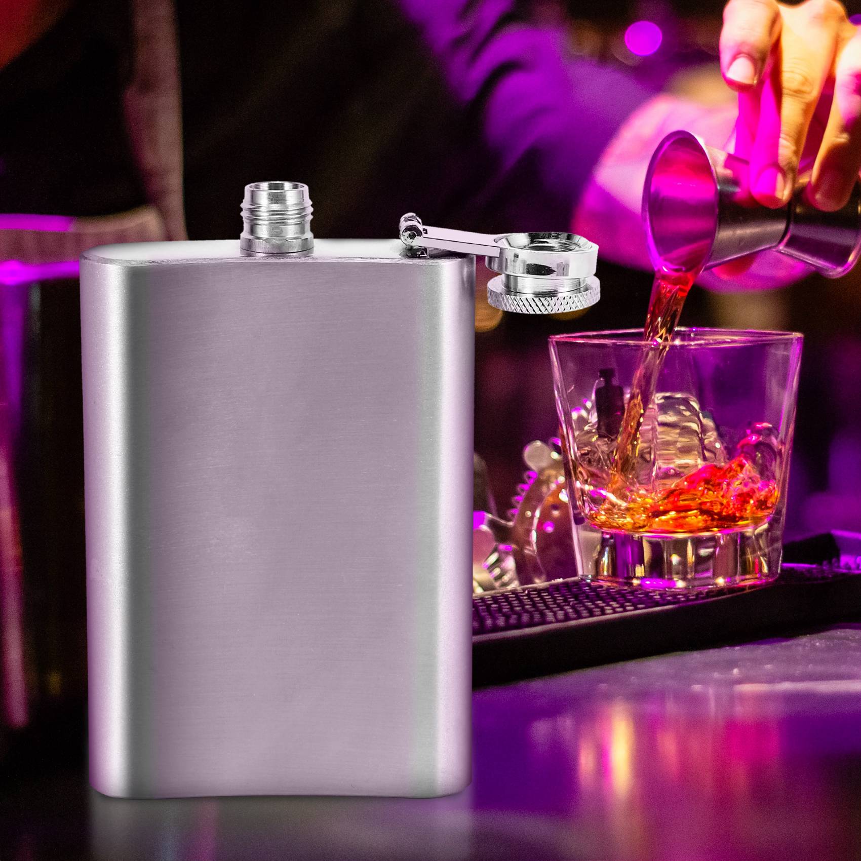 Hip Flask with Funnel, 4 Oz Stainless Steel Whiskey Flask 100% Leak Proof, Portable Pocket Hip Flask for Liquor for Men. 