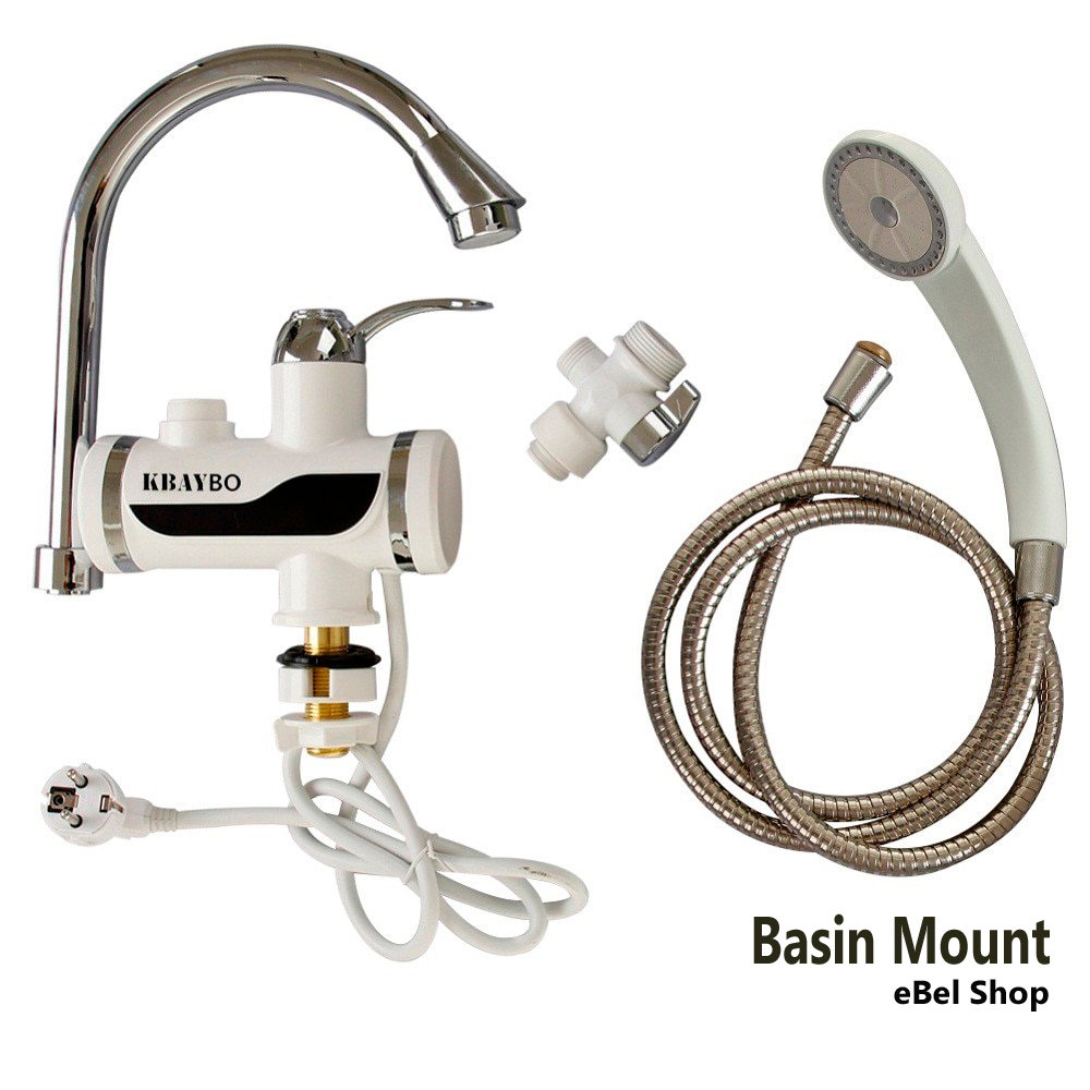 Electric Instant Hot Water Tap With Hand Shower, Digital Display Tankless Electric Faucet, Digital Bathroom Heater (basin Mount)