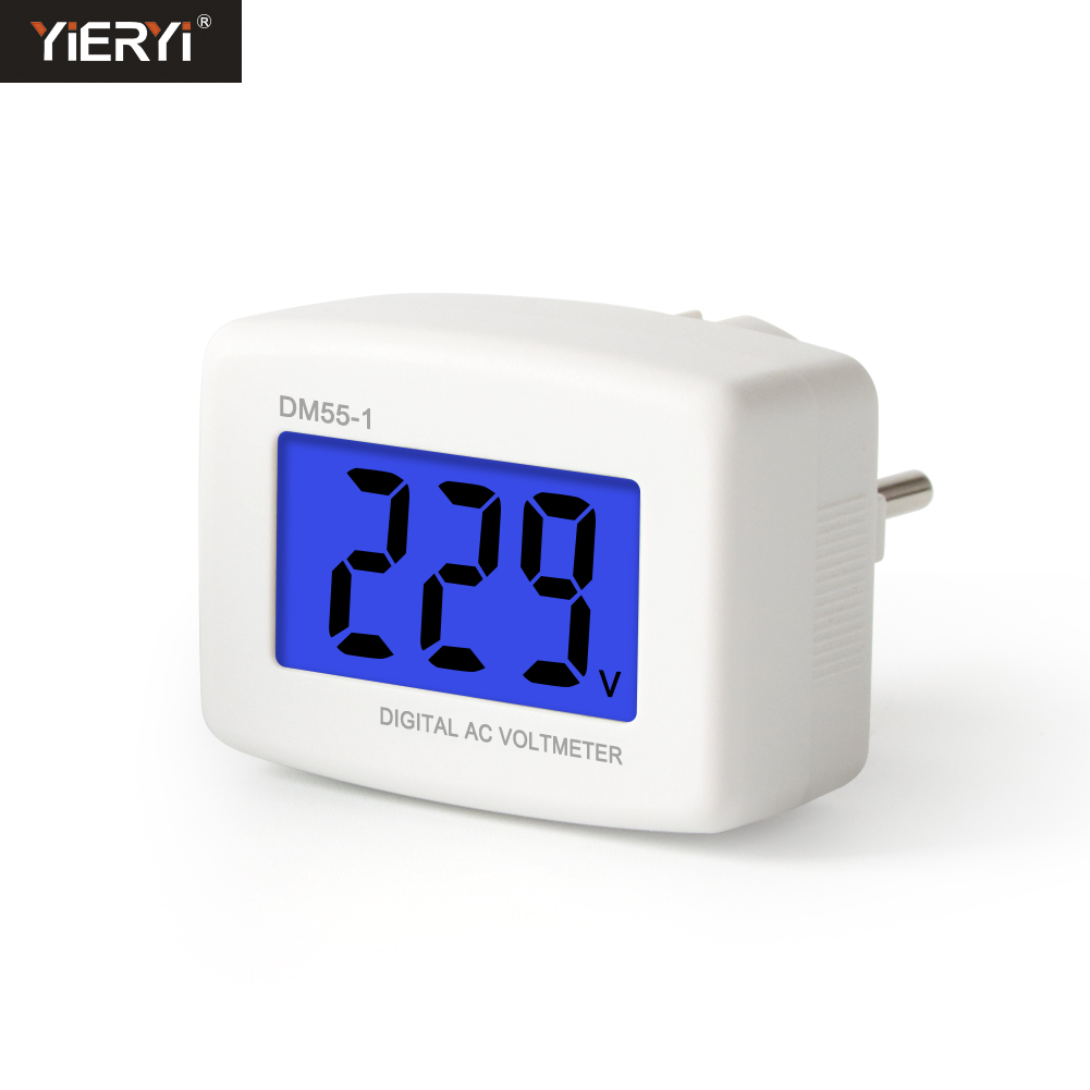 YIERYI DM55-1 Tester Plug-in Voltmeter 110V-300V Digital Voltmeter EU Plug. 