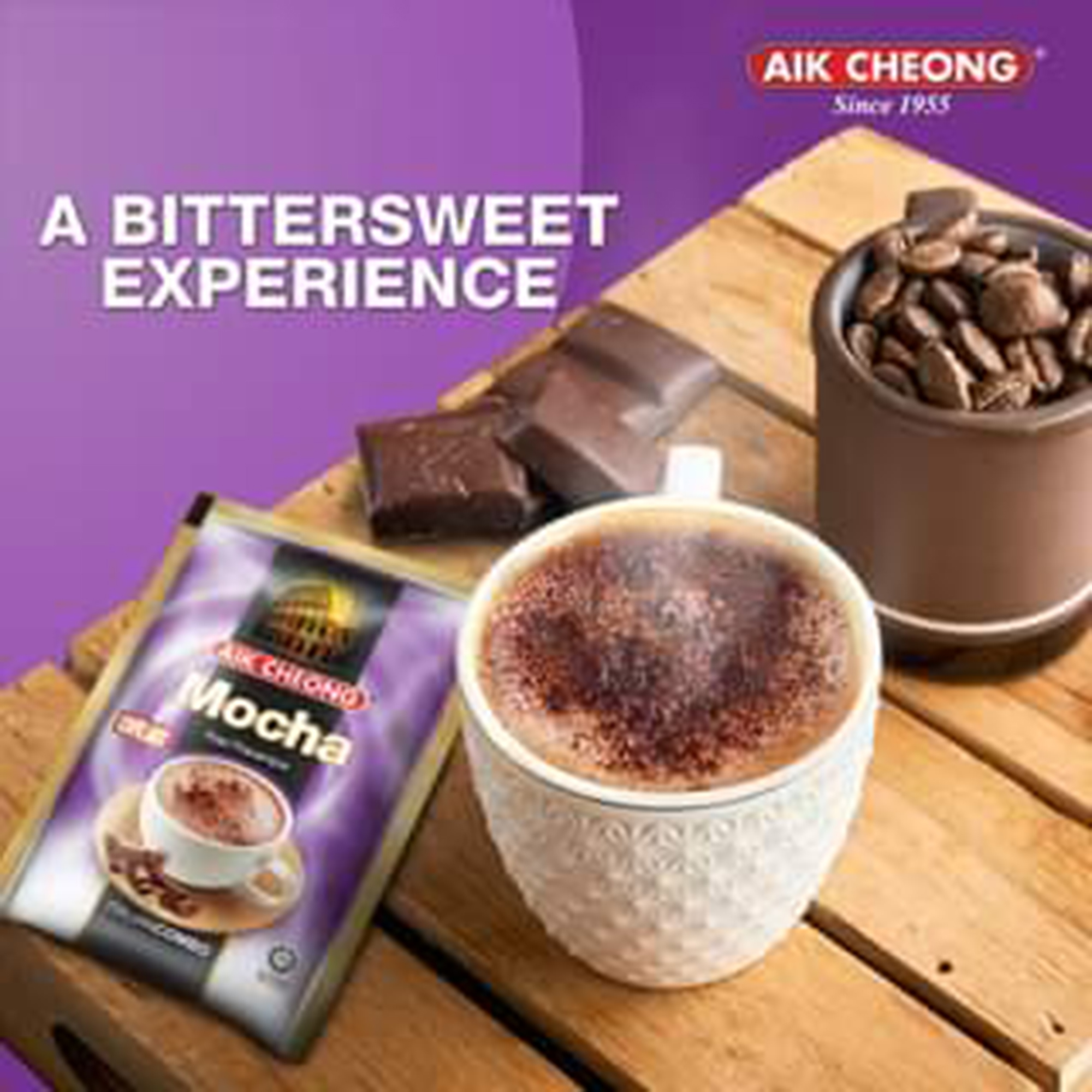 Aik Cheong Mocha Instant Coffee 300g (25g x 12 sachets). 