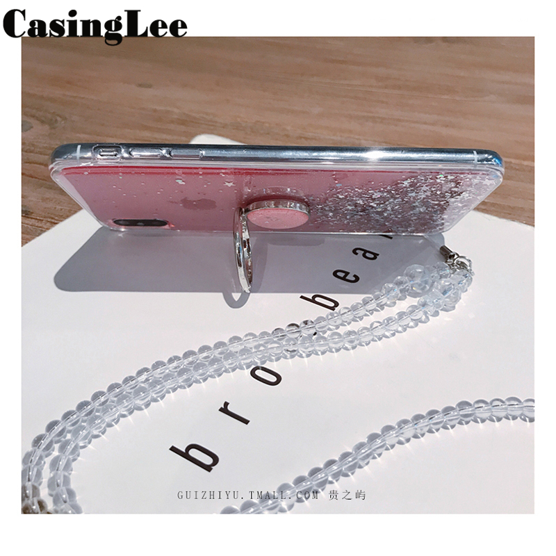 Casinglee for Samsung Galaxy A70 case Shiny Ring Glitter Soft Transparent Holder Stand Back cover with String for Samsung A70 Phone cases cover Stars Moon Girls. 