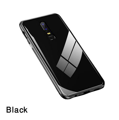 360 Magnetic Metal Tempered Glass Cover for one plus 6- Black. 