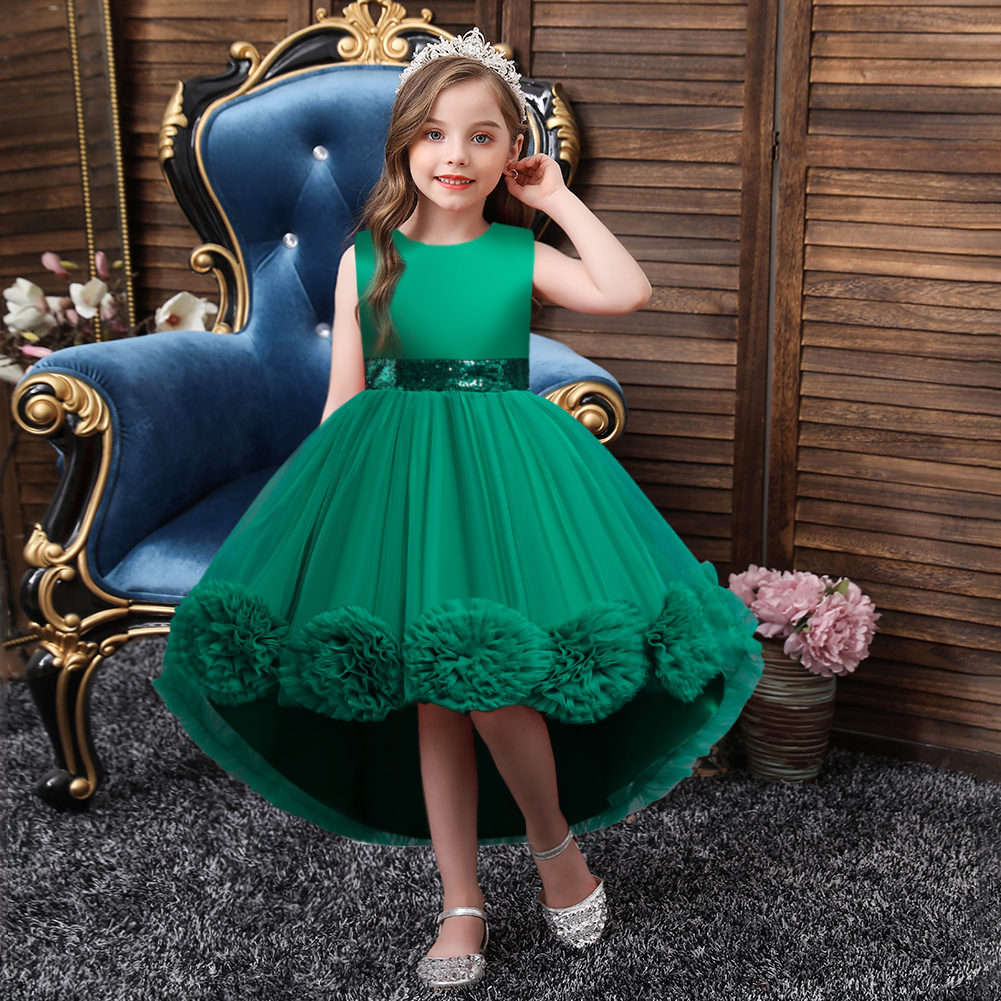 New Cute Dress Child Girl Knee Length Mesh Flower Gown for Girls Trailing  Baby Girl Birthday Dresses for 3 Years Old | Daraz.com.bd