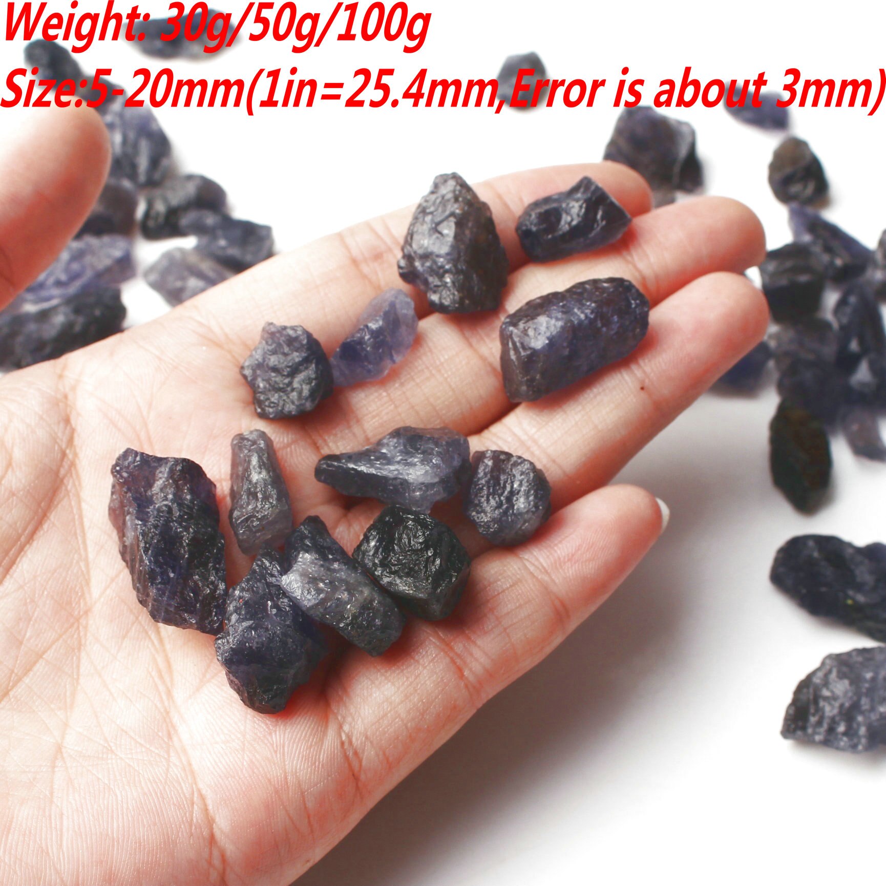 【happy one】Natural Iolite Crystal Rough Minerals Specimen Gemstone Dark Blue Cordierite Rockstone Healing Tank Decor