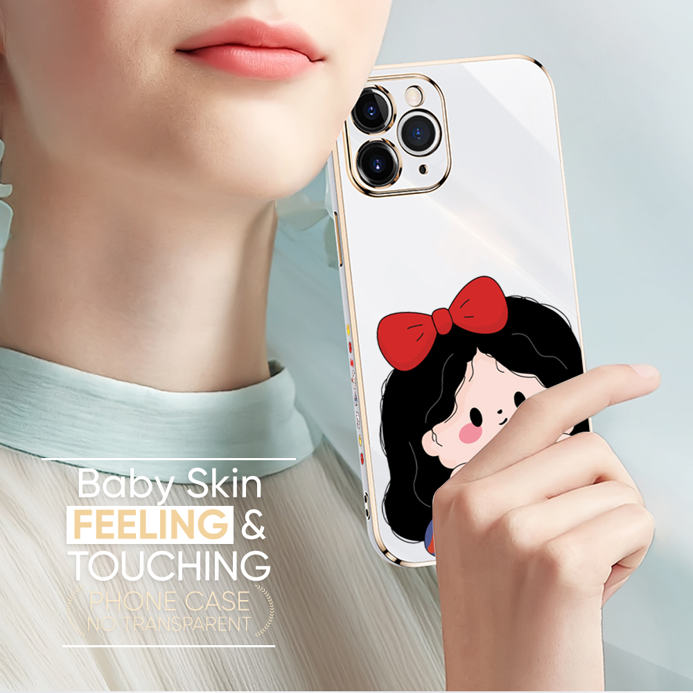 UCUC for OPPO A9 2020 A5 2020 Back Cover + Free Lanyard Cute Gir Luxury 6D Plating Case Side Pattern Soft Silicone Square Phone Cases. 
