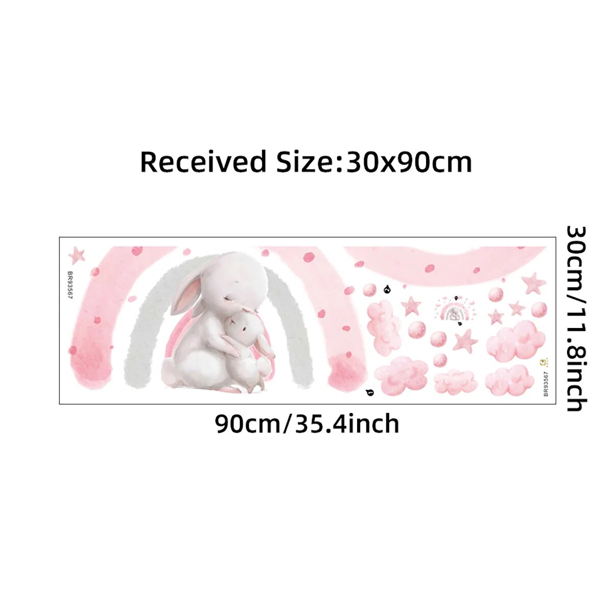 1PC Cute Pink Rainbow Bunny Wall Sticker for Kids Room Bedroom Nursery Home Decoration Wall Decor