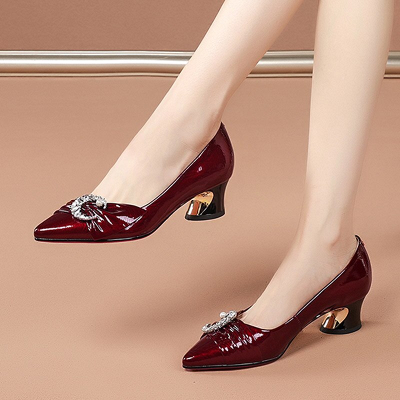 Plus Size 35-42 Women Pumps Pearls 