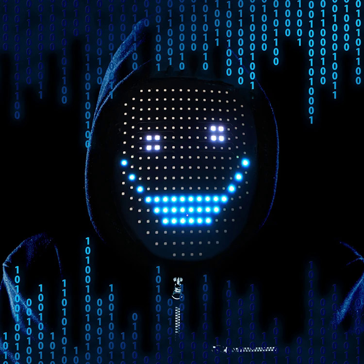 Halloween Light Up Mask with LED Screen Gesture Controlled Full Color LED Face Changing Luminous Mask Christmas Gift. 