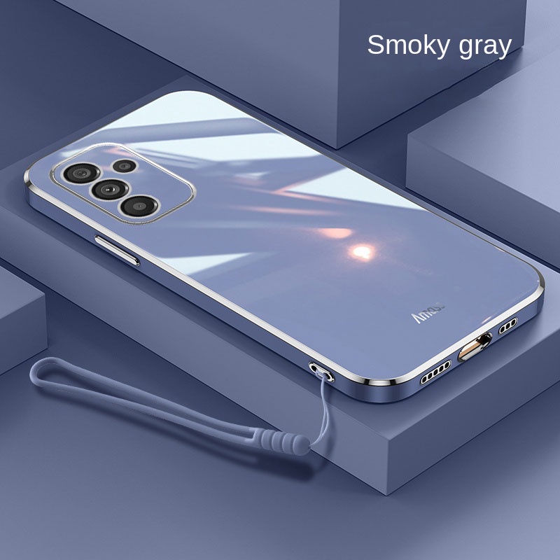 Samsung Galaxy A05s A05 samsung M34 5G Luxury Square Edges Plating Back TPU Soft Case with Lanyard Glossy Casing. 