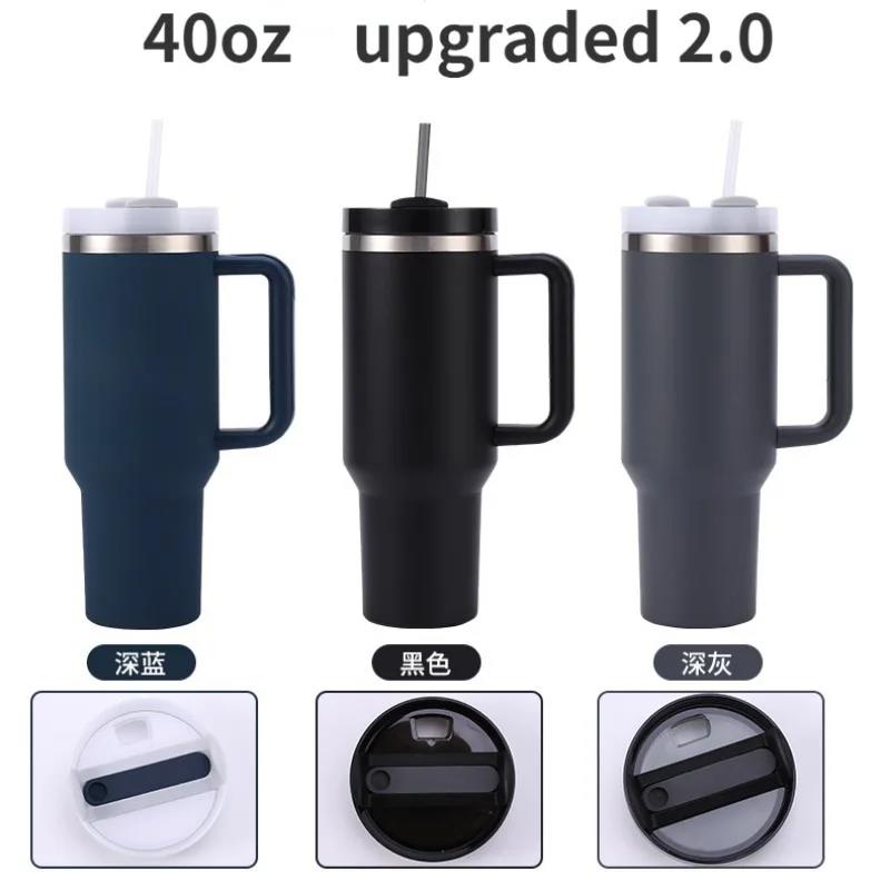 40oz Thermal Coffee Cup with Handle Straw Lid Portable Car Stainless Steel Insulation Water Bottle Large Capacity Travel Mug. 