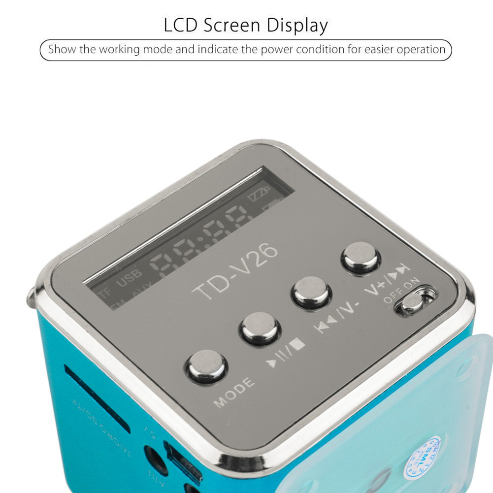 TD-V26 Portable Mini Speaker with LED Display Screen Bluetooth 5.0 FM Radio Receiver Function Laptop MP3 Player Soundbar TF Card. 