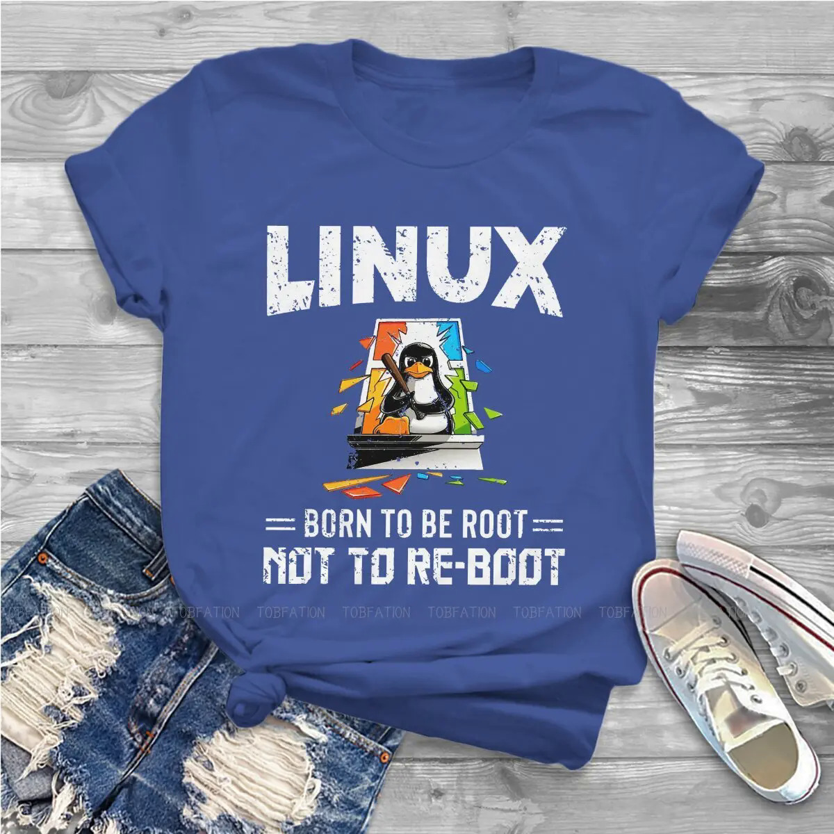 Linux Born To Be Root Not To Reboot O Collar TShirt Linux GNU Minix Unix Fabric Basic T Shirt Girl Tops Fashion Big Sale. 
