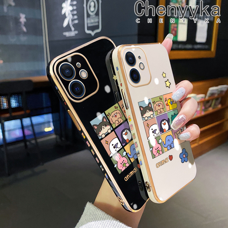Chenyyka Case For iPhone 6 6s 6 Plus 6s Plus Case Cartoon Cute Animal Pattern New Design Luxury Plating Phone Cases Side Edge Pattern Shockproof Soft Case Full Cover Camera Protection Case. 