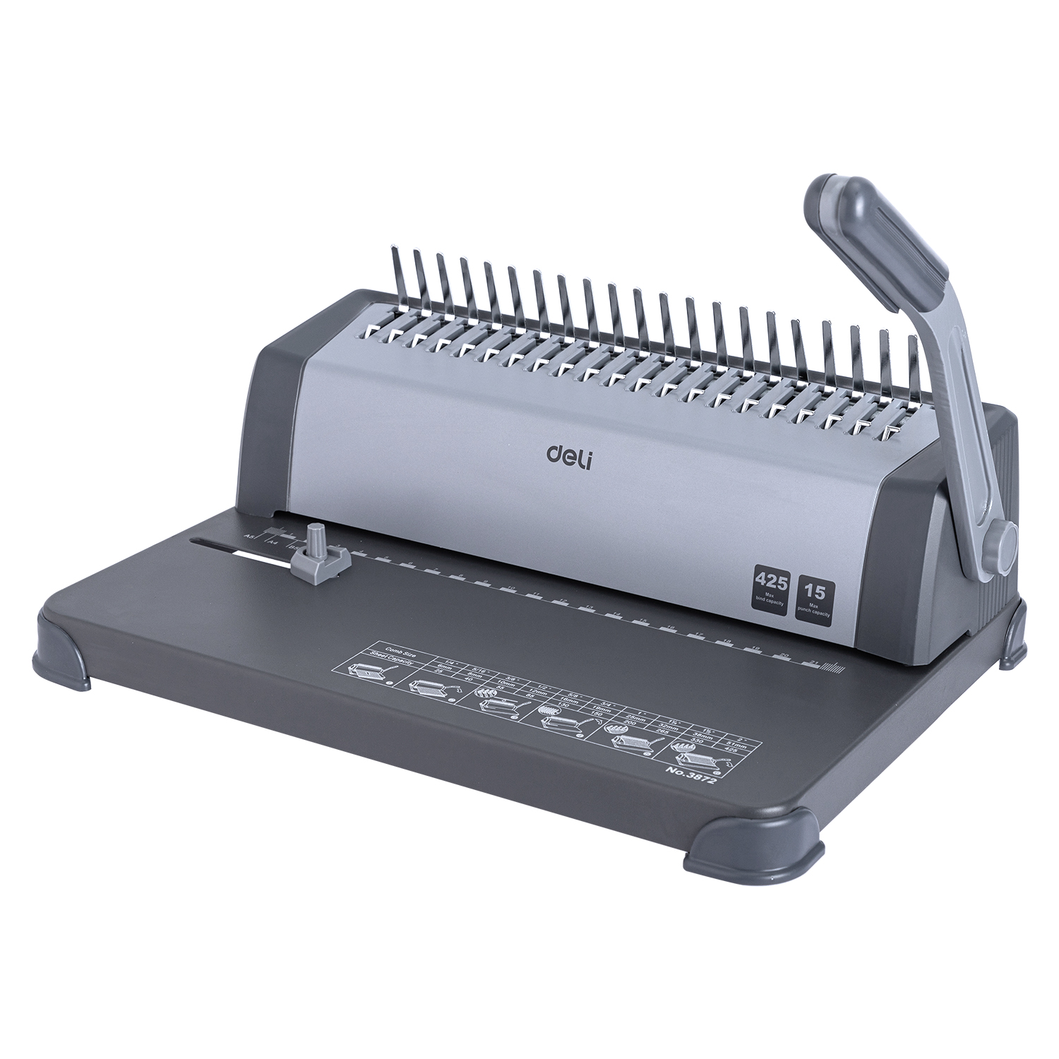 Deli E3872 425 Sheets 21-HOLE Steel Spiral Binding Machine. 