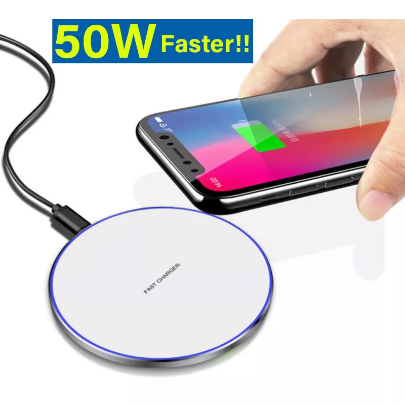 50W Fast Wireless Charger Pad For iPhone 14 13 Xiaomi Huawei Doogee Samsung Mobile Phone Charger Wireless Charging Dock Station. 
