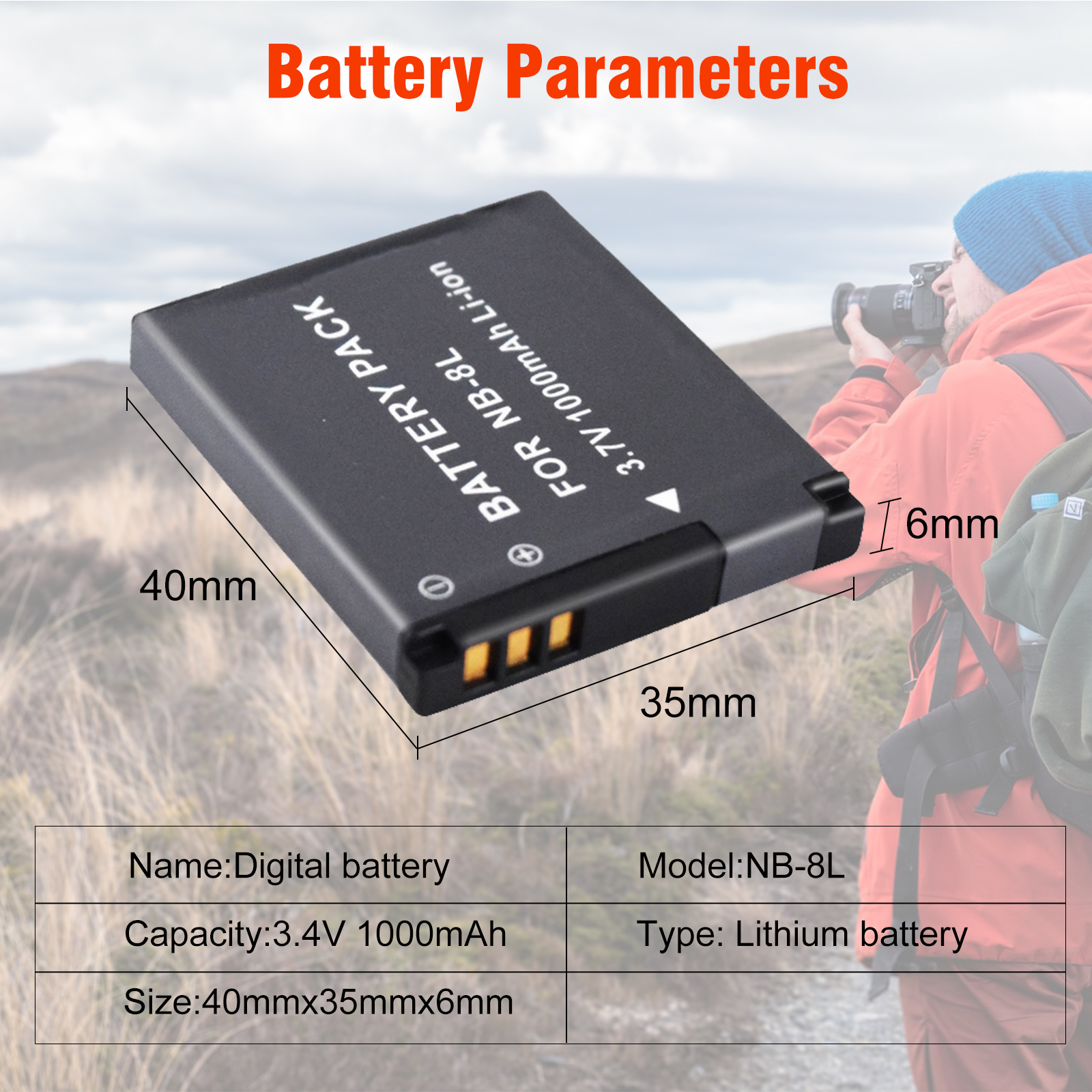 Palo 1Pcs 1000mAh NB-8L NB8L 8L Li-ion Battery For Canon PowerShot A3300 A3200 A3100 A3000 A2200 A1200 IS Camera Battery Pack. 
