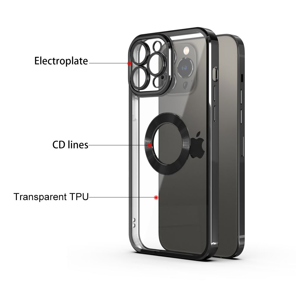 Apple iPhone Electroplating Clear Transparent Soft TPU Phone Case Logo Showing Back Cover - ( iPhone All Model ) ( Iphone 14 Pro Max 14 Pro 14 Plus 14 13 12 11 X / Xs Max Xr ). 