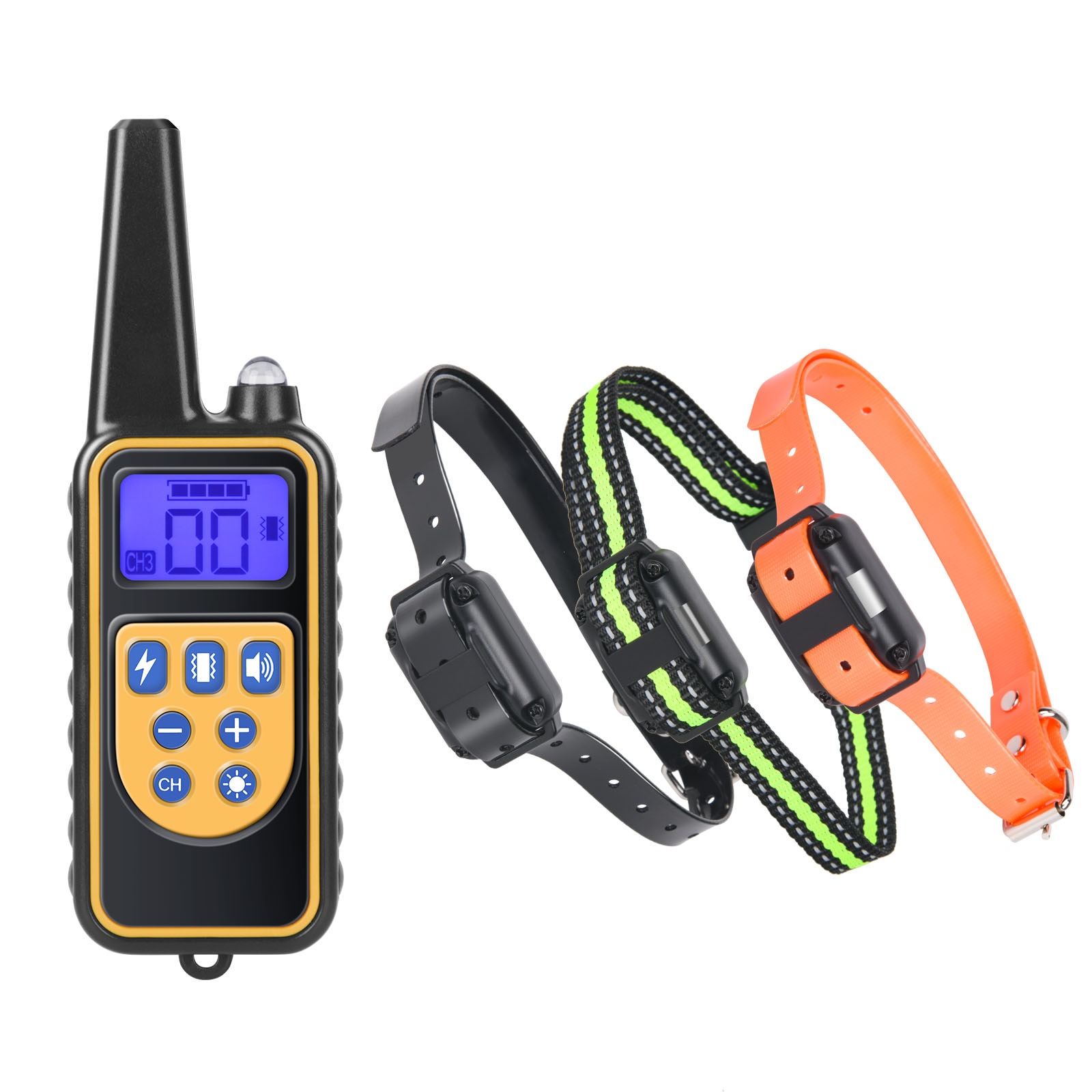 800m Remote Contro Electric  Training Collar Pet Rechargeable Waterproof with LCD Display for All Size Shock Vibration Sound 2  B. 