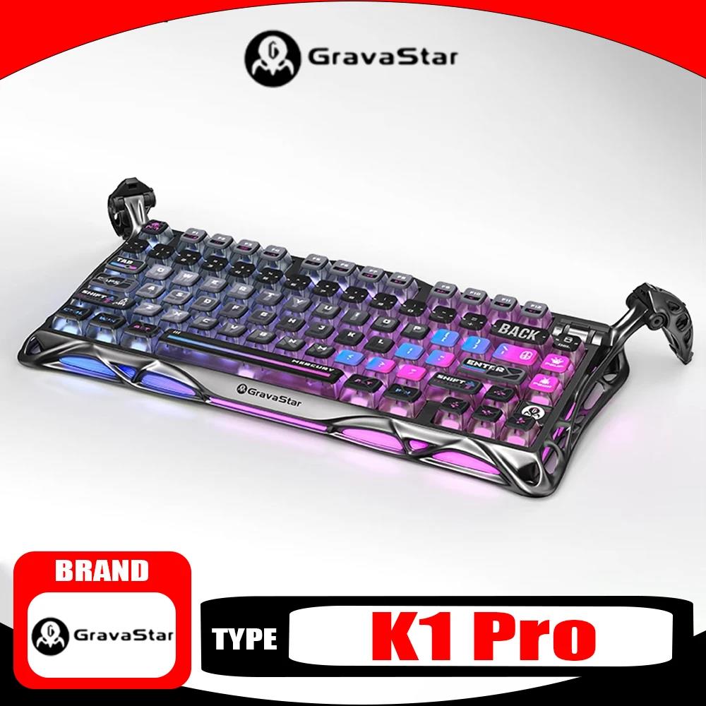 Gravastar 75 K1Pro Mechanical Keyboard K1 Pro Aluminium Alloy Tri Mode Wireless Customized Gaming Keyboard RGB Esports Cyberpunk