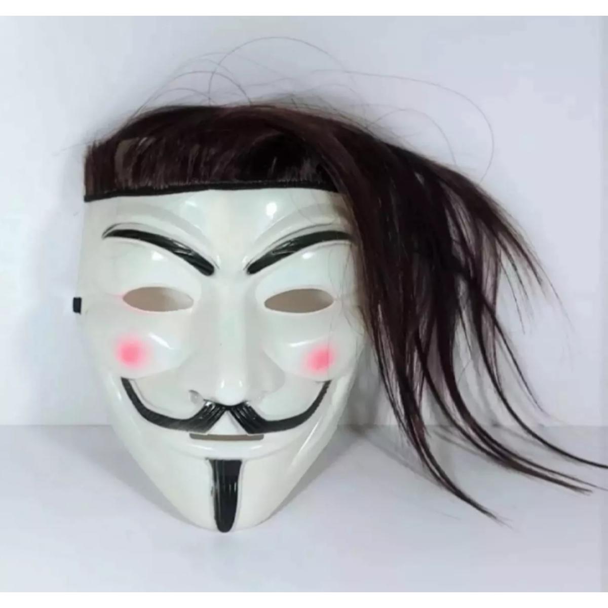 Joker Face with Long Hair for Party/Anonymous / Guy Fawkes Maks - White/joker mukhos-1pc