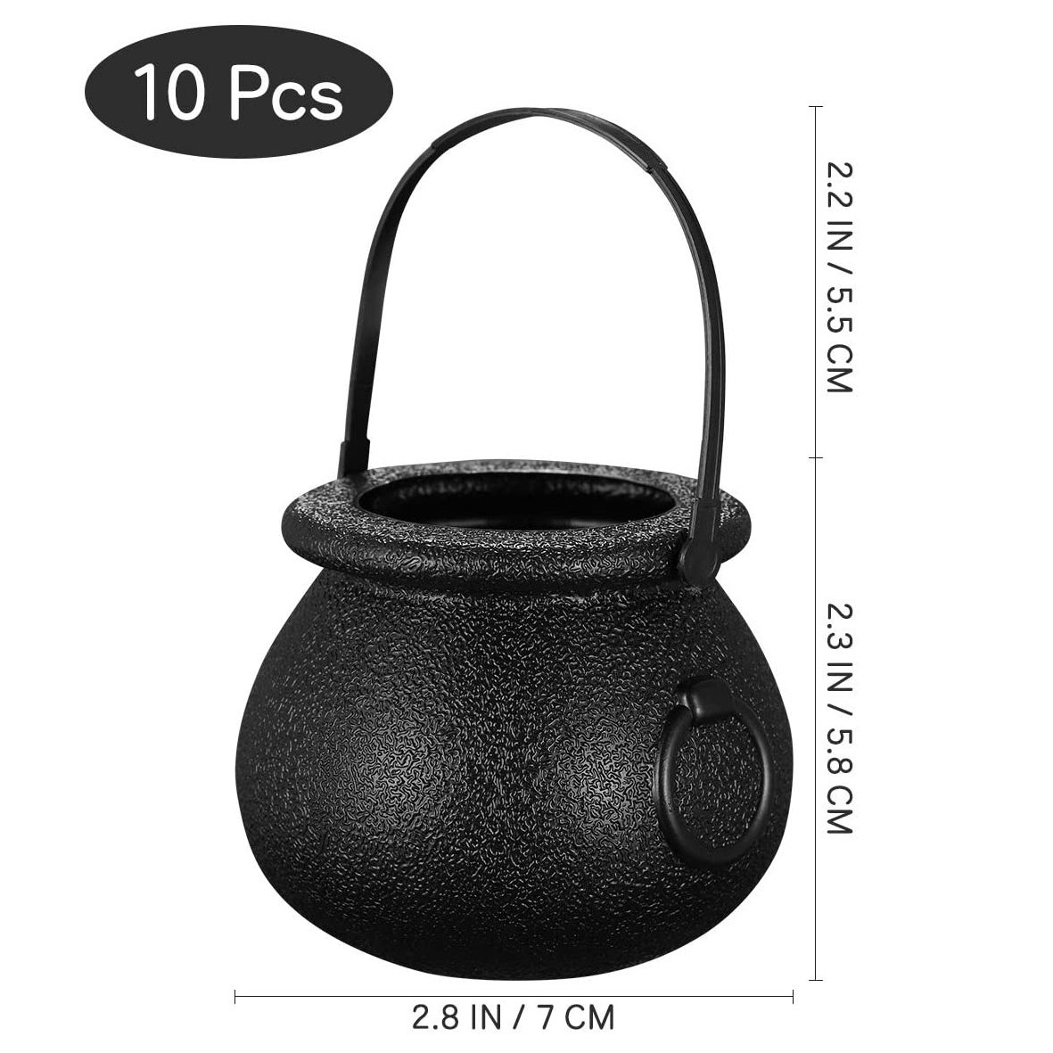 10Pcs Black Cauldron Candy Holder Pot with Handle Halloween Candy Bucket Kettle Mini Black Witch Cauldron for Halloween. 