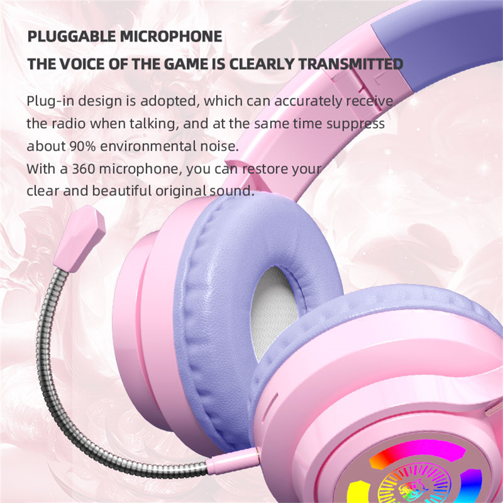 Bluetooth Game Headsets with Microphone 3.5mm Audio Line Cat Helmet Wireless Hands Free Ear Music Game Headset Flash LED Light. 