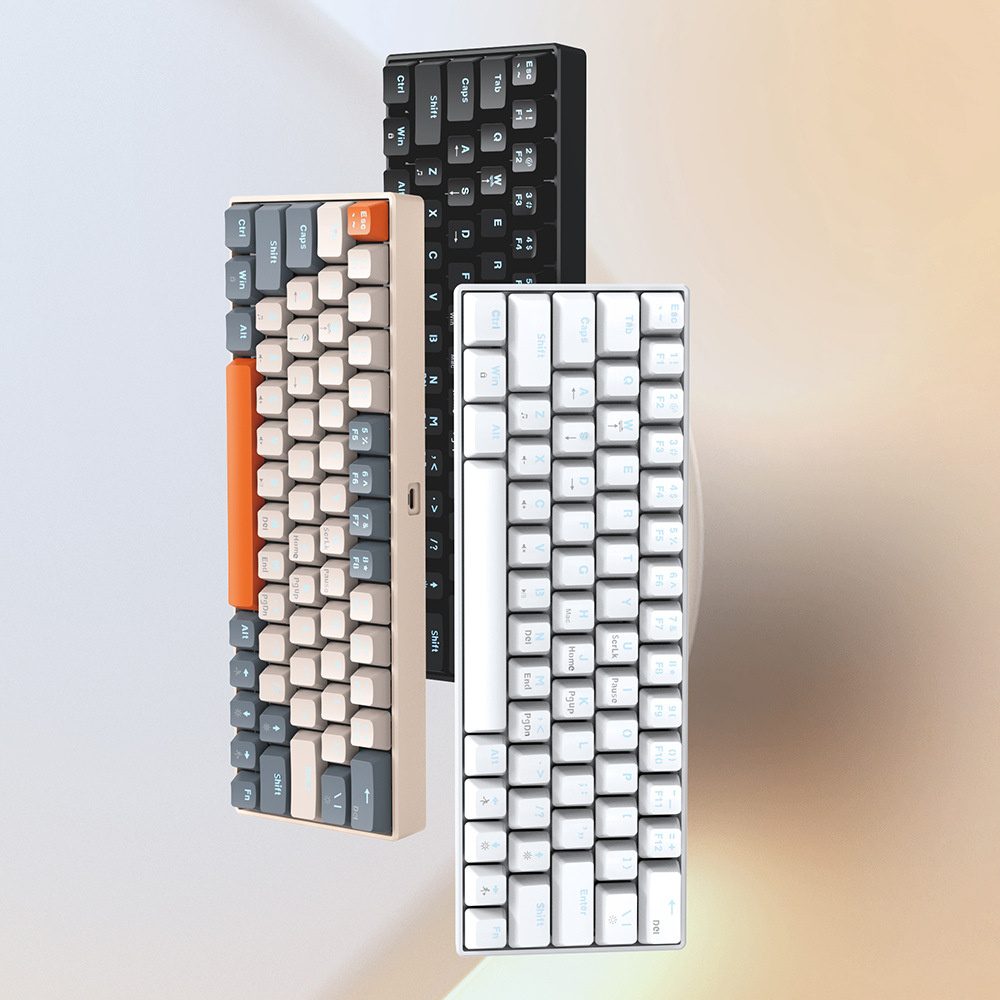 T-WOLF New T60 Mechanical Keyboard TYPEC port key line separation mixed light gaming co-branded model factory source